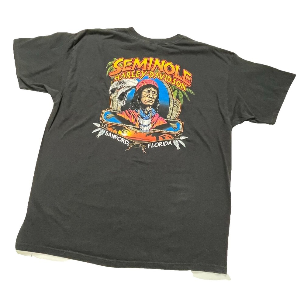 Harley Davidson Seminole Not Just Luck Vintage Y2K Double Sided T Shirt  2X